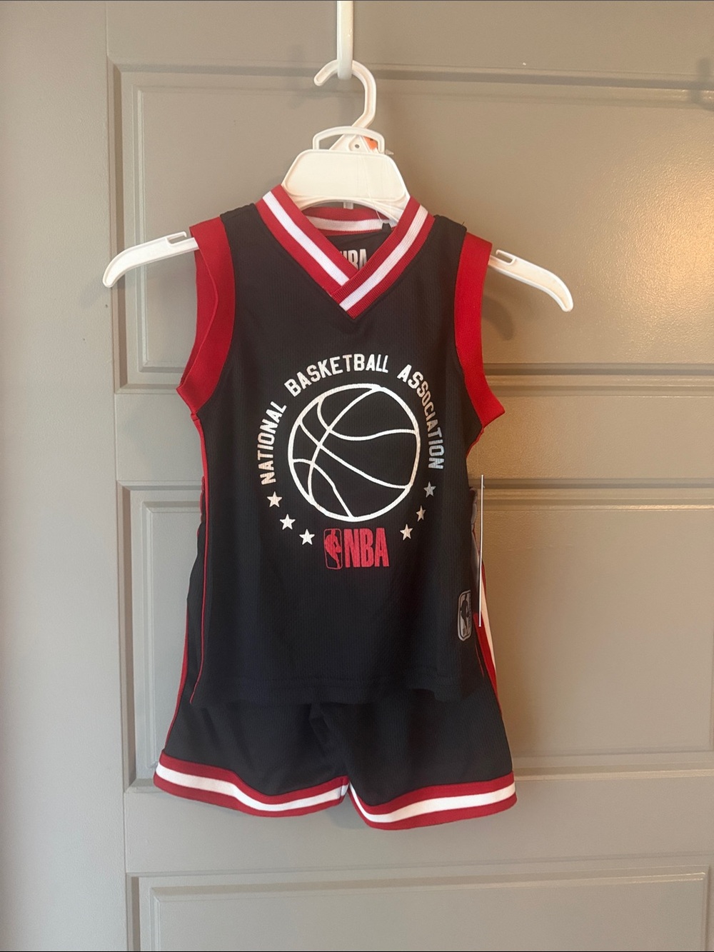 NWT NBA Black and Red Kids Basketball Jersey & Shorts Set